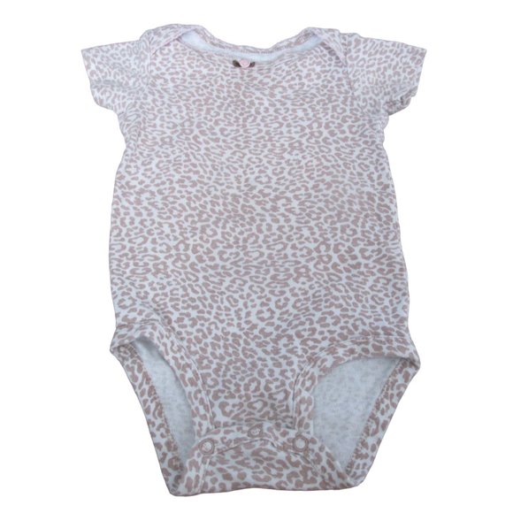 Carters Girls One Piece Onesie Size‎ 9M Brown White Leopard Short Sleeve Infant - Picture 1 of 4